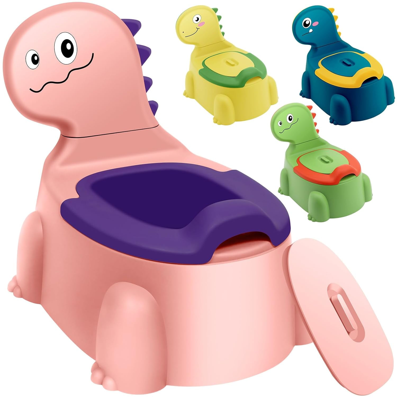 Dinosaur Potty Training Seat For Toddlers 1-5 Years - Blue Baby Toilet With Lid & Removable Bowl