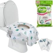 Potty Shields Disposable Toilet Seat Covers for All Ages 12 Pack - Protect From Public Toilets - XL, Weatherproof, Individually Wrapped - Green/Science