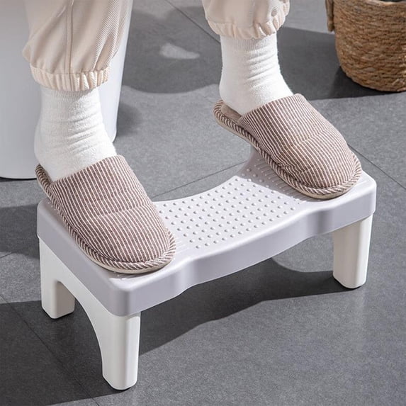 Potty Step Stool for Toilet | Detachable & Stackable Bathroom Foot Stool for Kids & Adults | White or Gray Plastic 1-Piece