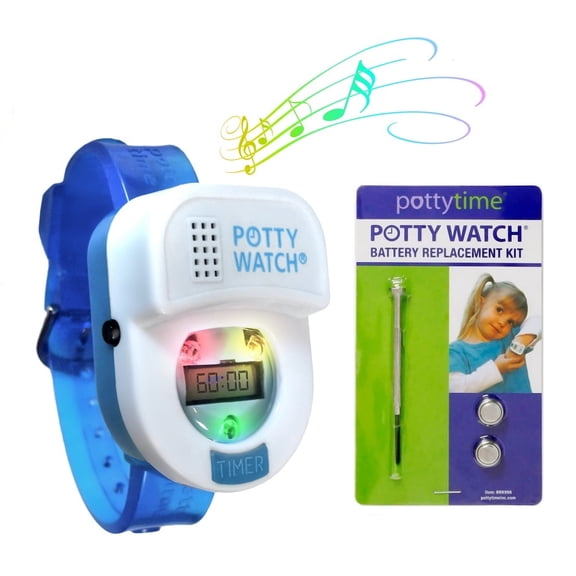 Potty Time Watch Toddler Toilet Training Aid Reminder Timer & Battery Kit ~ Blue