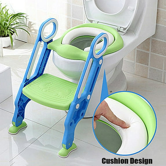 Potty Toilet Training Seat with Step Stool Ladder, Non-Slip Kids Toilet Potty Soft Padded Step Up, Training Stool Chair Toddler Ladder for All Standard Sizes and Toilet Seat