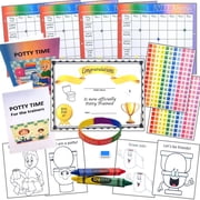 Potty Training System-Kit/Guide—320 Pieces- Parent Guide, Trainee Book, Rainbow Charts (4Wks), Color Sheets, Crayons (4 Colors) 308 Stickers, Certificate, Bracelet, Wall Putty- Ages 18 Mos- 4 Yrs