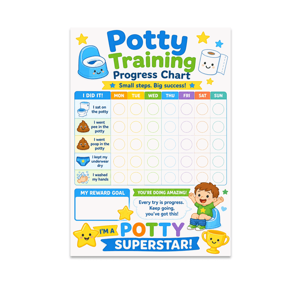 Potty Training Progress Chart - Parents and Kids - 13x19 Poster Print
