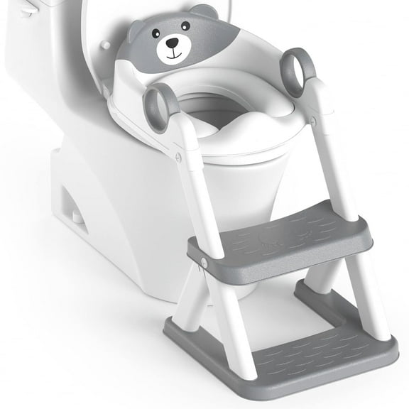 Potty Training Seat, Upgrade Toddler Toilet Seat for Kids Boys Girls, 2 in 1 Potty Training Toilet, Splash Guard Anti-Slip Pad Step Stool - Gray