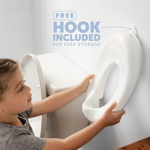 Potty Training Seat for Boys and Girls, Fits Round & Oval Toilets, Non-Slip with Splash Guard, Includes Free Storage Hook (Gray)