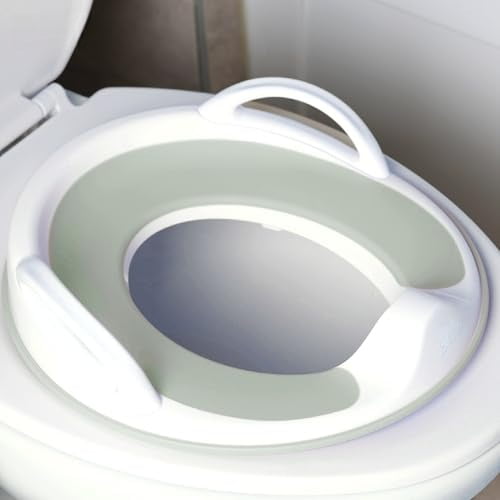 Potty Training Seat for Boys and Girls With Handles, Fits Round & Oval Toilets, Non-Slip with Splash Guard, Includes Free Storage Hook (Sage)
