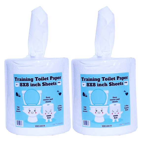 Potty Training Toilet Paper 8 inch x 8 inch sheets for Toddlers and Small Children (2 Pack)