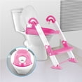 thumbnail image 1 of Potty Training Toilet Seat with Step Stool Ladder TeqHome Toddler Kids Potty Seat for Boys Girls Non Slip Foldable Toilet Training Seat with Handles Pink, 1 of 12