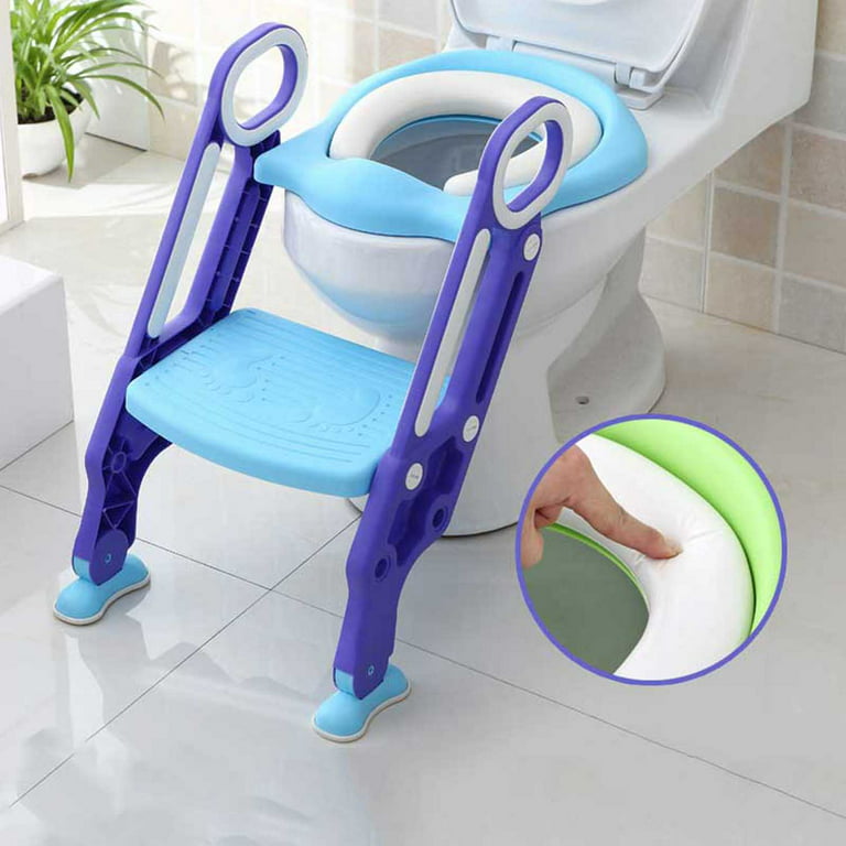 Potty Training Toilet Seat with Step Stool Ladder for Kids, Adjustable  Toddler Toilet Training Seat with Soft Padded Seat