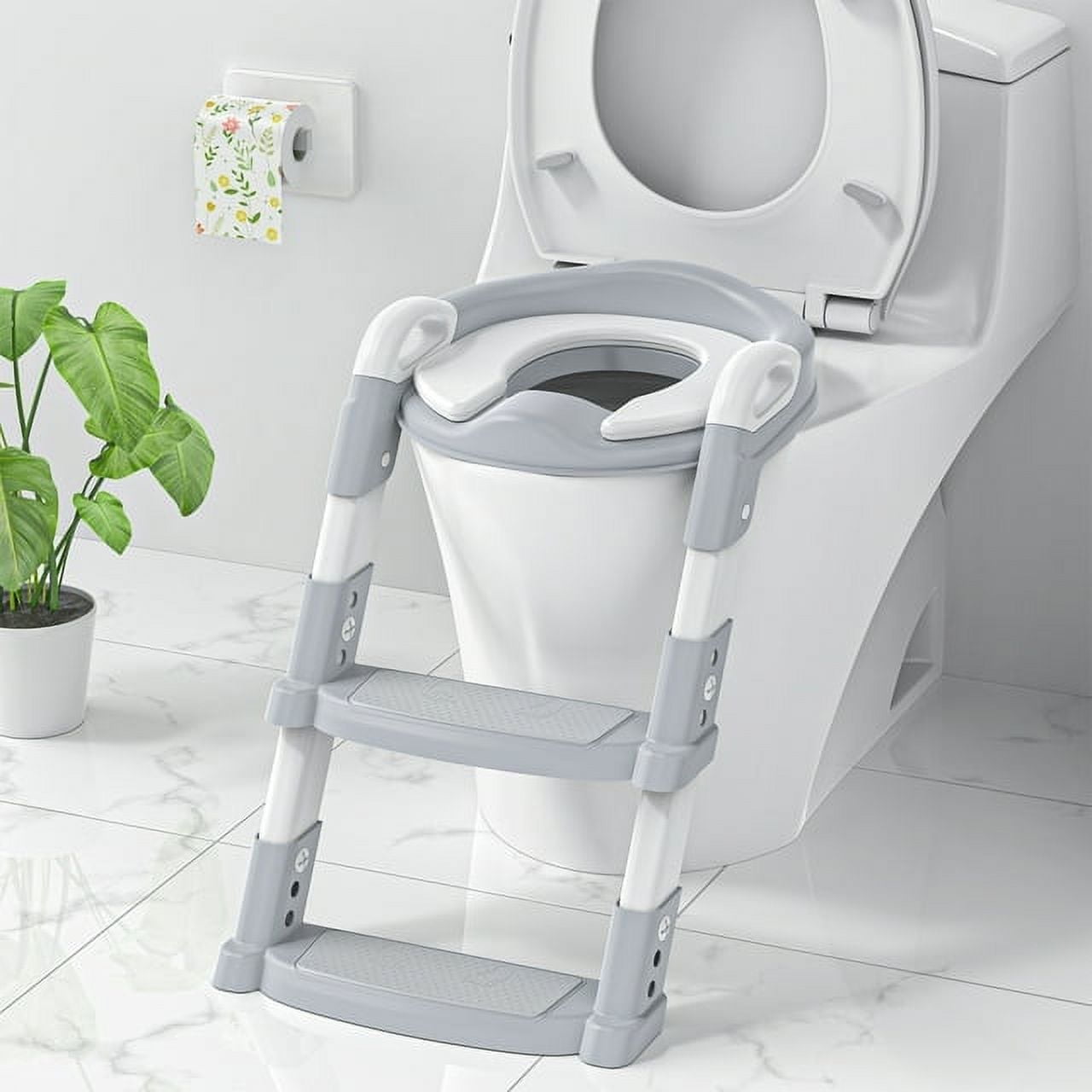 Potty Training Toilet Seat with Step Stool Ladder for Kids and Toddler, Sturdy Potty with Ladder