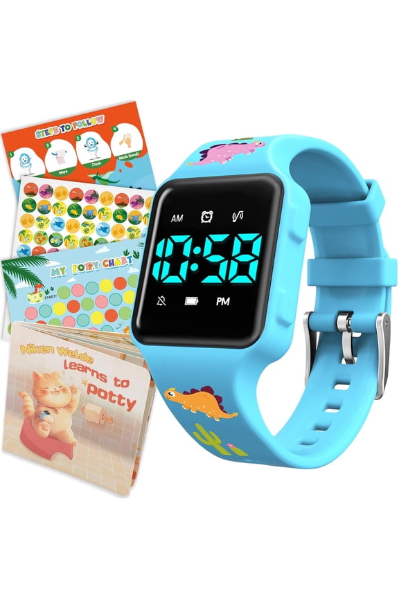 Potty Training Watch with Fun Board Book, Progress Chart & Reward Stickers,Potty Watches for Age2-5 with Fun Musical Reminder,Toilet Training Kit Gifts for Age2-5