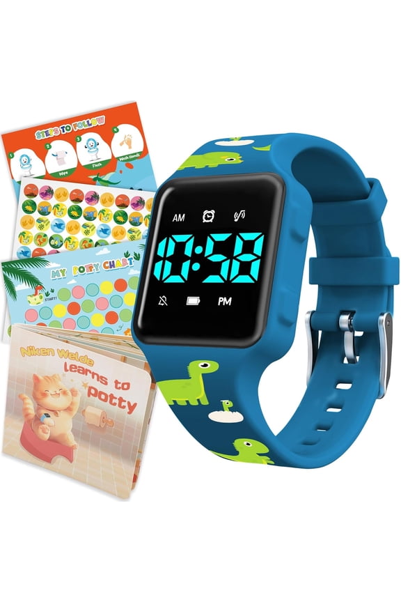 Potty Training Watch with Fun Board Book, Progress Chart & Reward Stickers,Potty Watches for Age2-5 with Fun Musical Reminder,Toilet Training Kit Gifts for Age2-5