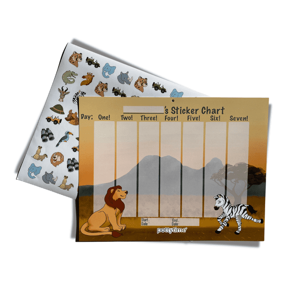 Potty Watch Training Sticker Chart - Potty Training with 4-Weekly Savanna - Themed Charts & 144 Stickers - Easy to Peel Stickers for Kids - Reward Their Efforts, Fosters Fun & Independence