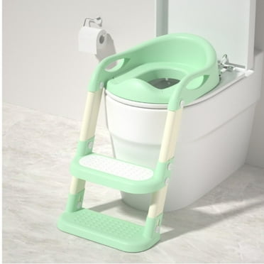 Potty seat with step stool ladder, new triangular stabilized base two-in-one toddler toilet seat with splash guard and anti-slip pads,  This makes a great gift for children and is also