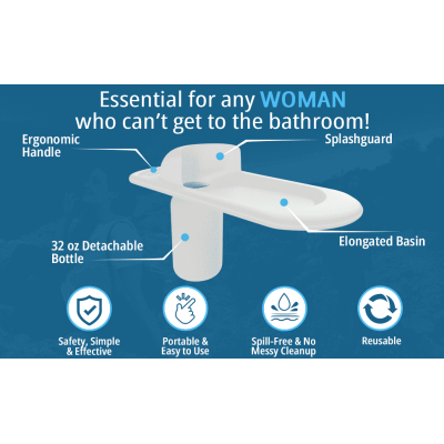 PottyCap Portable Urinal for Women with 32 oz Detachable Bottle - Reusable Portable Female Urinal for Travel, Camping and Outdoor Activities - Female Urination Device for Bedside and Emergencies.