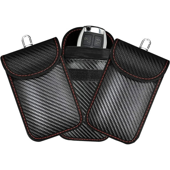 Pouch for Car Keys, Casewin 3Pcs Car Key Signal Blocker Pouch, Car Key Bag for Keyless Car RFID Blocking, Anti-theft Remote Entry Smart Fobs Protection (Black)