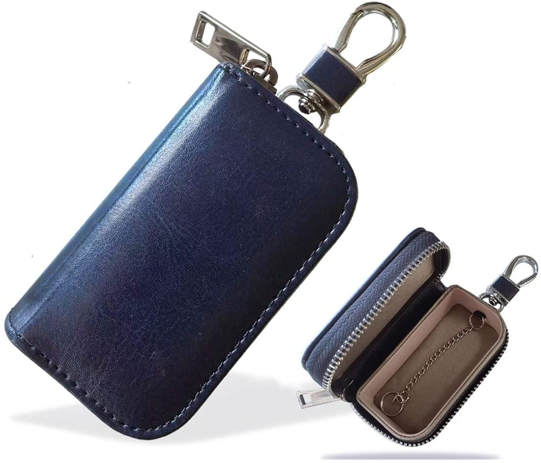 tooloflife Genuine Leather Car Key Case Key Holder Bag Wallet Purse Zip  Keychain for Men and Women Gifts