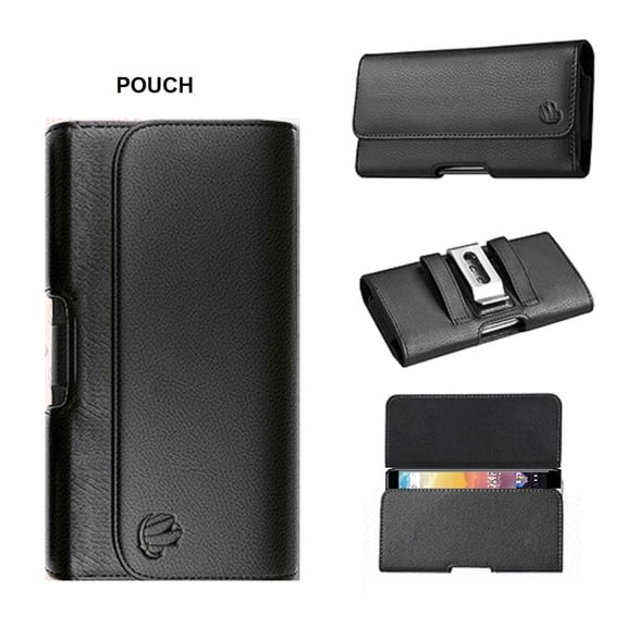 Pouch Case for AT&T Calypso/ Calypso 2/ Calypso 3/ Cricket Debut/ Cricket Vision 3, Synthetic Leather Horizontal Holster Holder [with Belt Loop, Metal Clip, Magnetic Closure] - Black