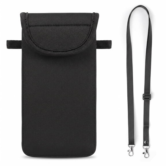 NOBRAND Pouch Cell Case Sleeve with Neck Strap Lanyard Holder Cell Phone Case for Cellphone, Black