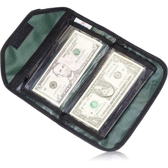 Pouch Organizer - 6 Zippered Envelopes for Management and Budgeting (Green)