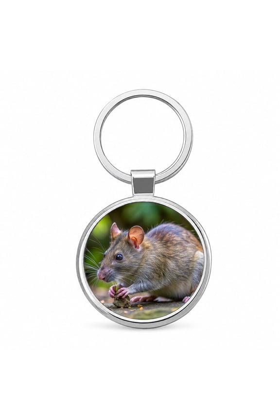 Pouch Rat Metal Round Keychain