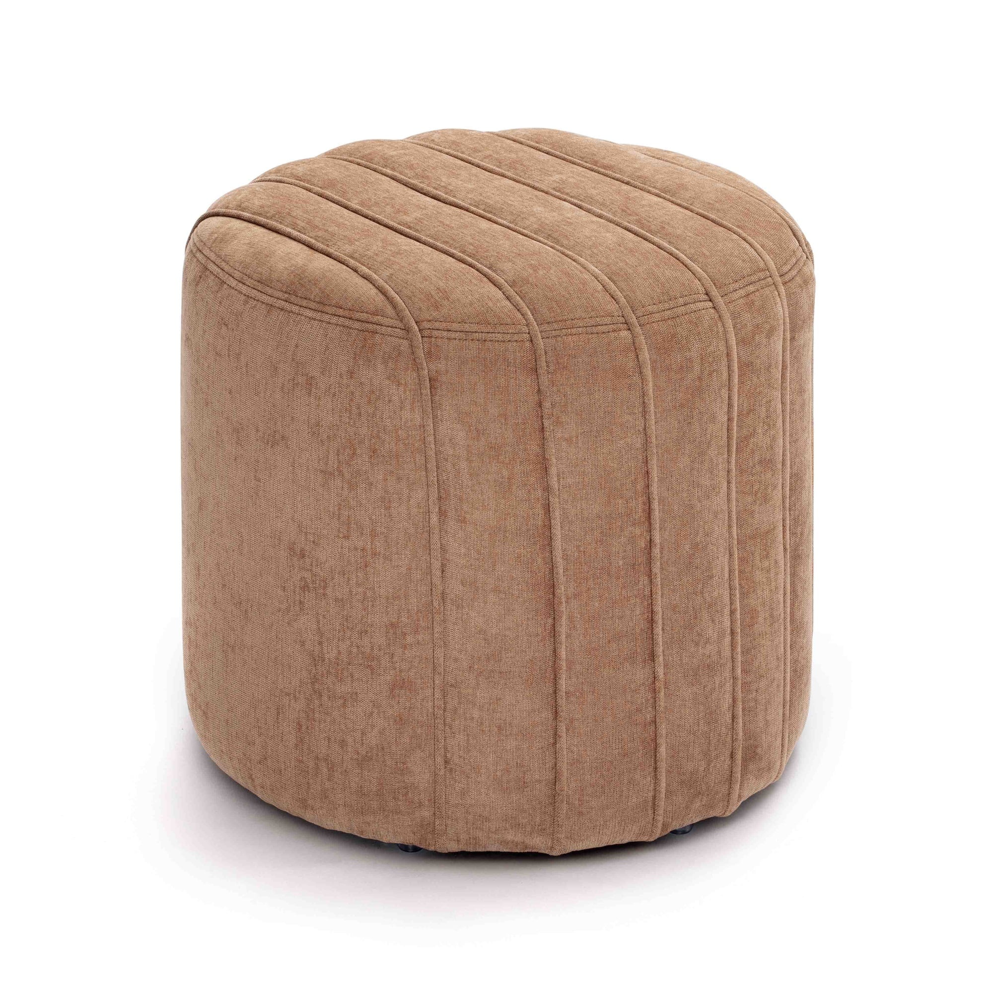 Rust Chenille Round Ottoman with Soft Foam Cushioning