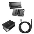 thumbnail image 1 of Pouch and Wall Charger Bundle for BLU View 3: Professional PU Leather Belt Holster Case (Black) and UL Certified 18W Dual USB Port (Type-C & USB-A) Power Adapter, 1 of 8