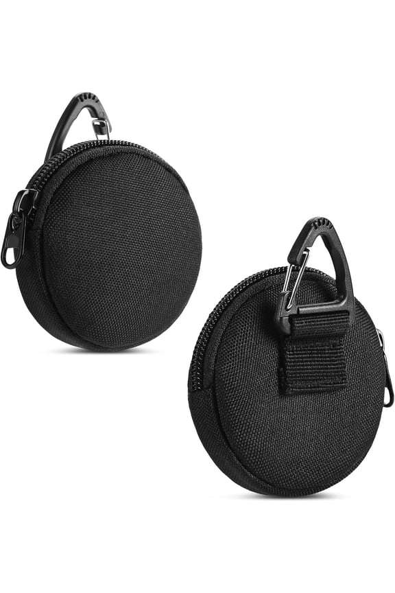 Pouch for Men 2 count Black, 1000D Nylon Small Zipper Change Purse with Triangle Buckle, Mini Portable Compact Pocket  Holder for Loose Change