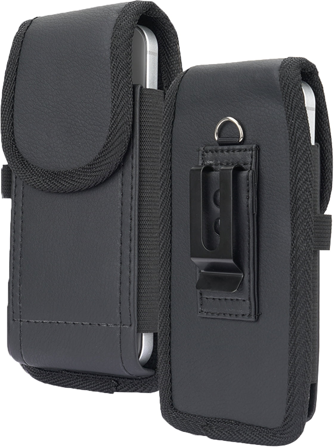 Pouch for iPhone 13 Case, Nakedcellphone Black Vegan Leather Vertical  Holster Holder Strong Metal Clip and Secure Belt Thread Loop Harness for  iPhone 13, 13 Pro, 12, 12 Pro, 11, 11 Pro, XR 
