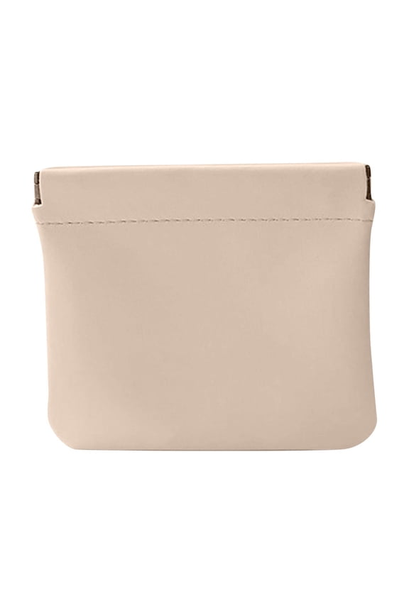 Pouchic - Personalized Snap Closure Leather Organizer Pouch, Erebloom Leather Pouch For Cosmetics Headphones Jewelry(Khaki)