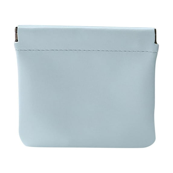 Pouchic - Personalized Snap Closure Leather Organizer Pouch, Erebloom Leather Pouch For Cosmetics Headphones Jewelry(Sky Blue)