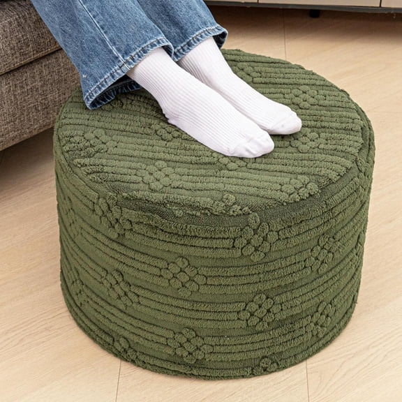 Pouf Ottoman Foot Rest – Plush Round All-in-one Foam Stool for Cozy Lounging, Floor Pouf & Chic Decor (Forest Green)