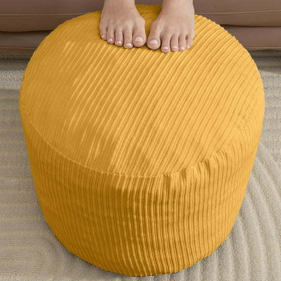 Pouf Ottoman Foot Stools with Foam Small Ottoman for Living Room Corduroy Ottomans Pouf 26x18 Floor Poufs Foot Rest for Chair Yellow Hassocks and Ottomans