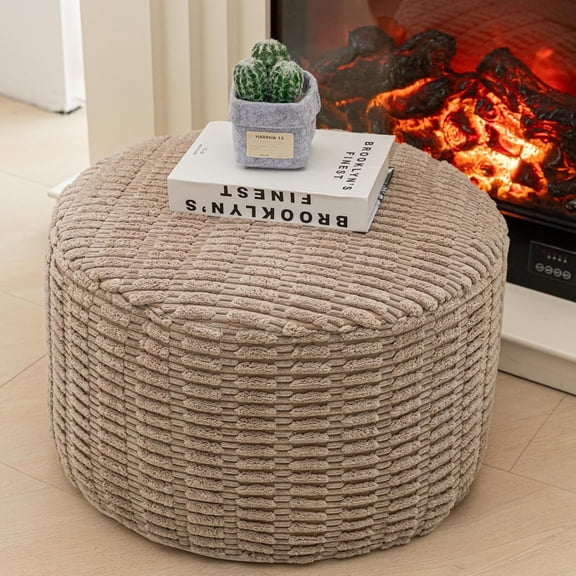 Pouf Ottoman Stuffed Round Modern Foam Filled Foot Rest Poufs for Living Room Chair Decorative Boho Stool Wedding Christmas Party