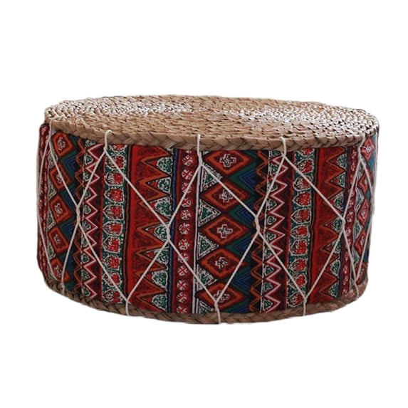 Pouf for Stool with Handmade Futon Meditation Cushion , Bohemia Red, 30x20cm
