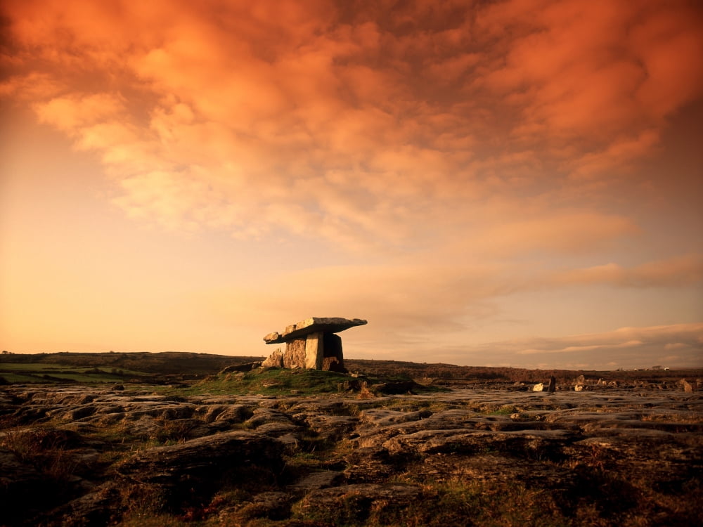 Poulnabrone Dolmen The Burren Co Clare Ireland Canvas Art - The Irish Image Collection Design Pics (34 x 24)