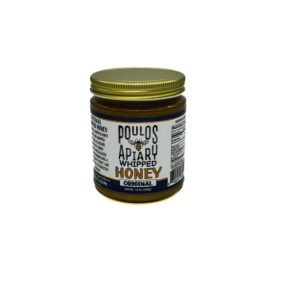 Poulos Apiary Whipped Honey Original, 100% Raw & Unfiltered Honey, 12oz.