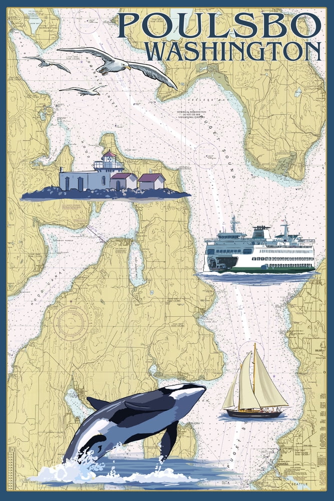 Poulsbo, Washington, Nautical Chart (24x36 Giclee Gallery Art Print