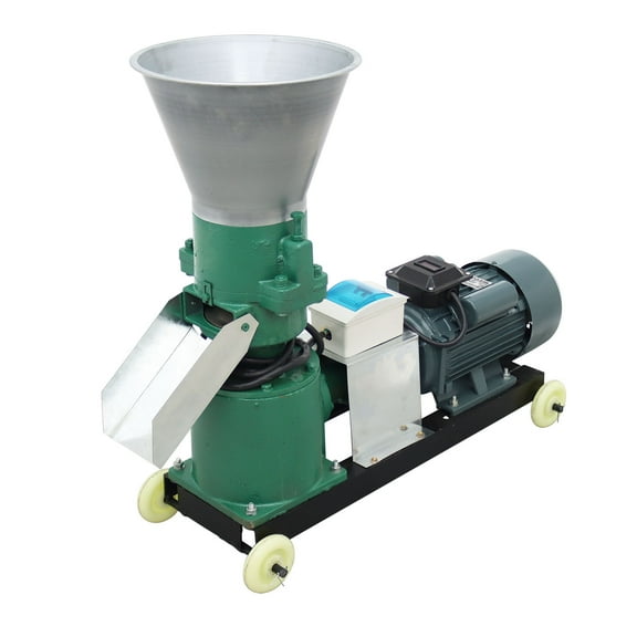 Poultry Feed Machine Chicken Feed Pellet Mill Machine Double-head Pressure Roller without Grinding Discs 220V 3kw