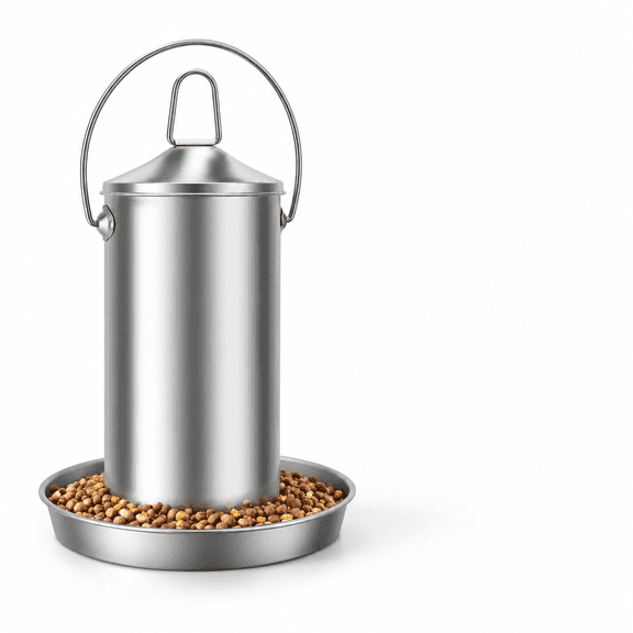Poultry Feeder 304 Stainless Steel Rust-Proof No Waste for Chickens Ducks Small Farms