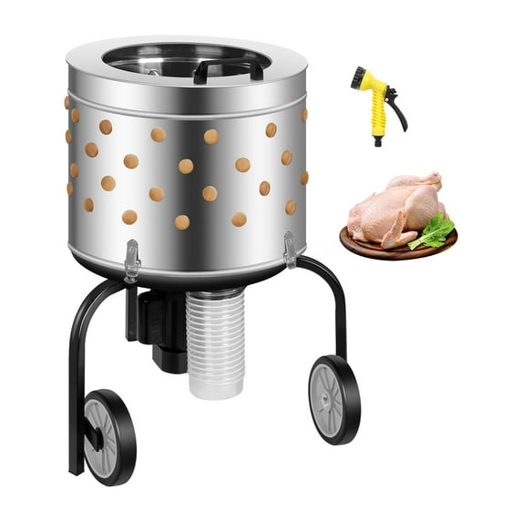 Poultry Plucker, 110 V AC Motor Chicken Defeathering Equipment,1450 RPM, 20 Inch Diameter Stainless Steel Barrel Plumage Remover with 108 Soft Fingers and 2 Large Wheels, for Farm, Kitchen, Restaurant