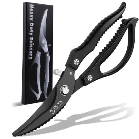 Poultry Shears Heavy Duty, Plys Kitchen Scissors All Purpose, Easy Use Stainless Steel Cooking Scissors, Black Handle, #WTZG225