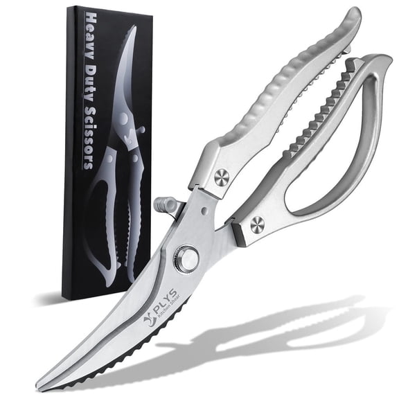Poultry Shears Heavy Duty, Plys Kitchen Scissors All Purpose, Easy Use Stainless Steel Cooking Scissors, Silver Handle, #WTZG226