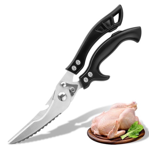 Poultry Shears, Plys Kitchen Scissors Heavy Duty Kitchen Shears for Food All Purpose Cooking Scissors, Black Handle, #WTZG236