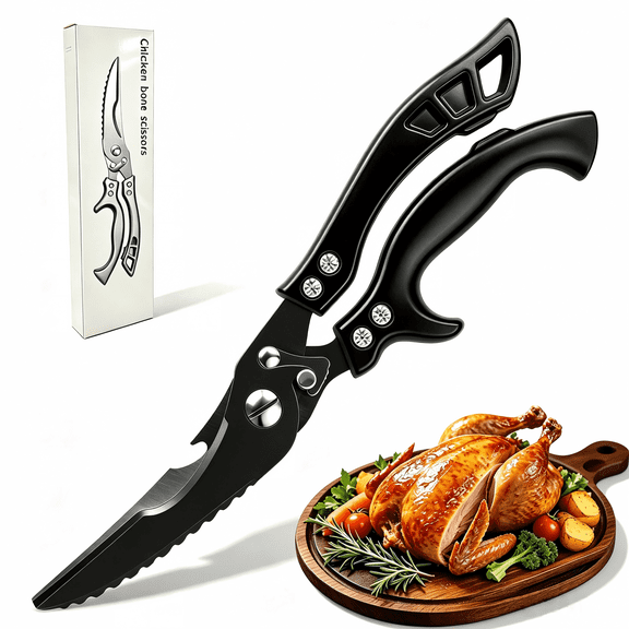 Poultry Shears, Plys Kitchen Scissors Heavy Duty Kitchen Shears for Food All Purpose Cooking Scissors, Black