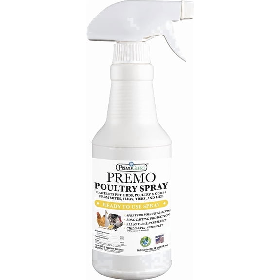 Premo Guard Poultry Spray 32 oz – Natural Plant-Based Mite, Lice, and Flea Control for Chickens and Coops