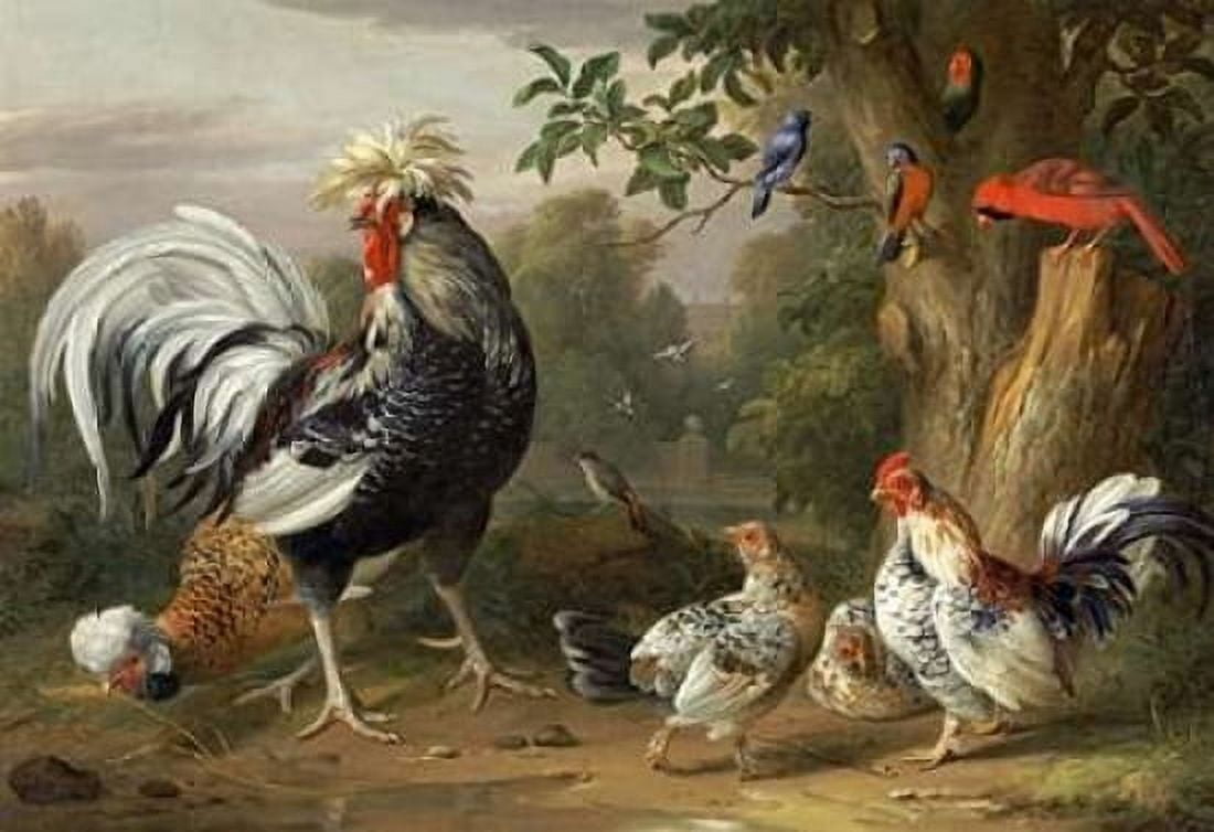 Poultry and Other Birds In The Garden of a Mansion Canvas Art - Jacob Bogdany (20 x 28)