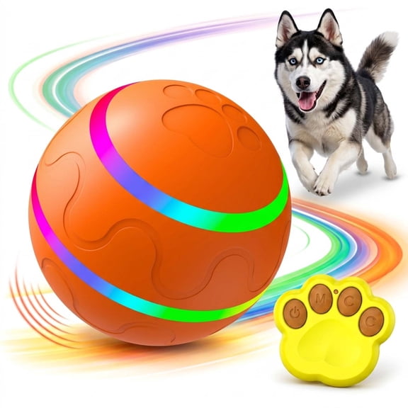 Pounca Ball for Dogs, Interactive Dog Ball, Auto Rolling & Bouncing Pet Ball with LED Lights, 2 Play Modes, USB Rechargeable Toy for Dogs & Cats