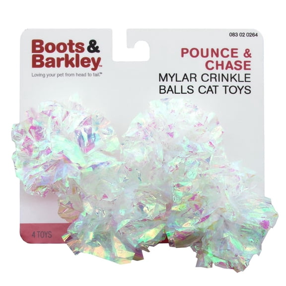 Pounce & Chase Mylar Crinkle Balls Cat Toys - 4pk