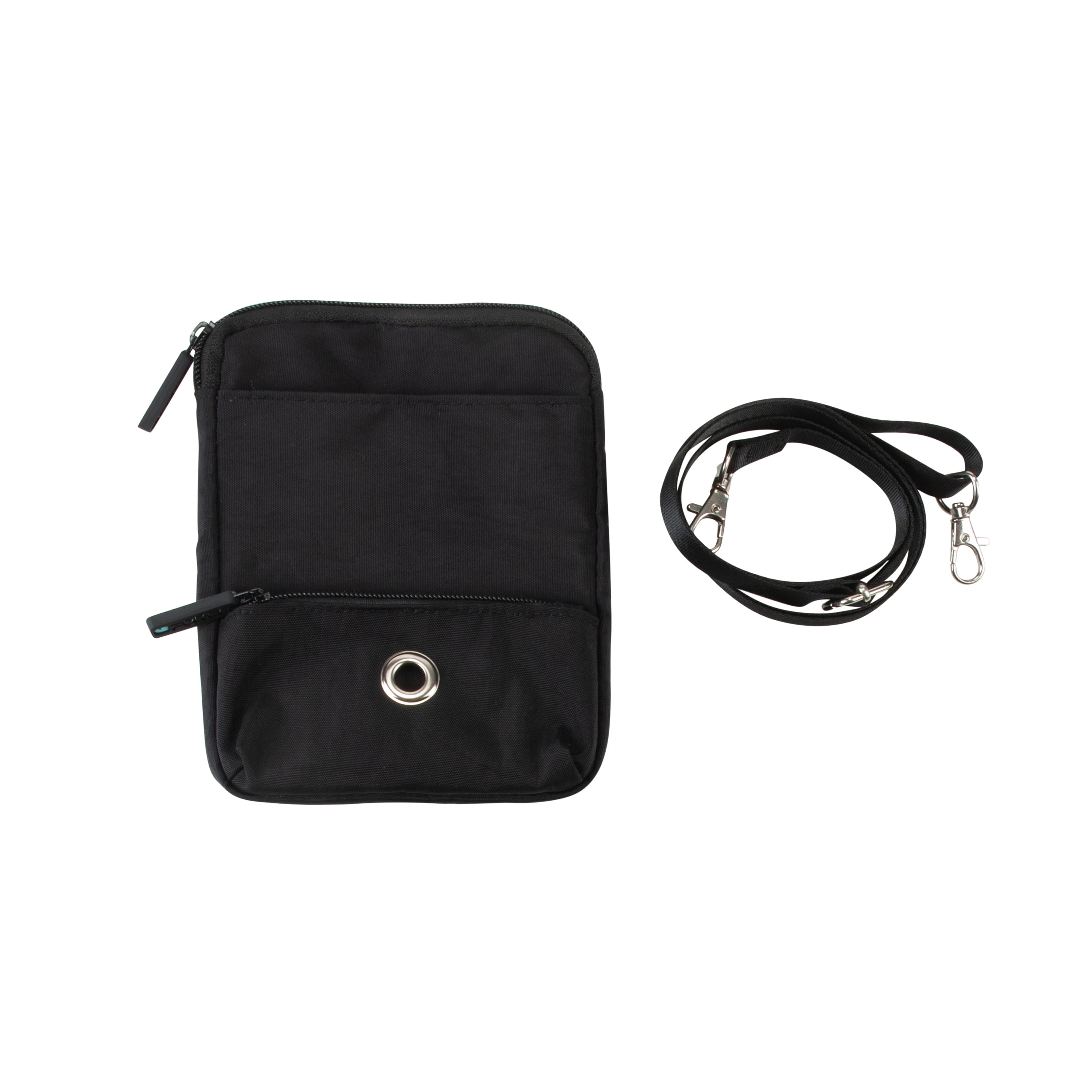 Pounce + Fetch Travel Cross Body Bag with Pet Waste Bag Dispenser, Black